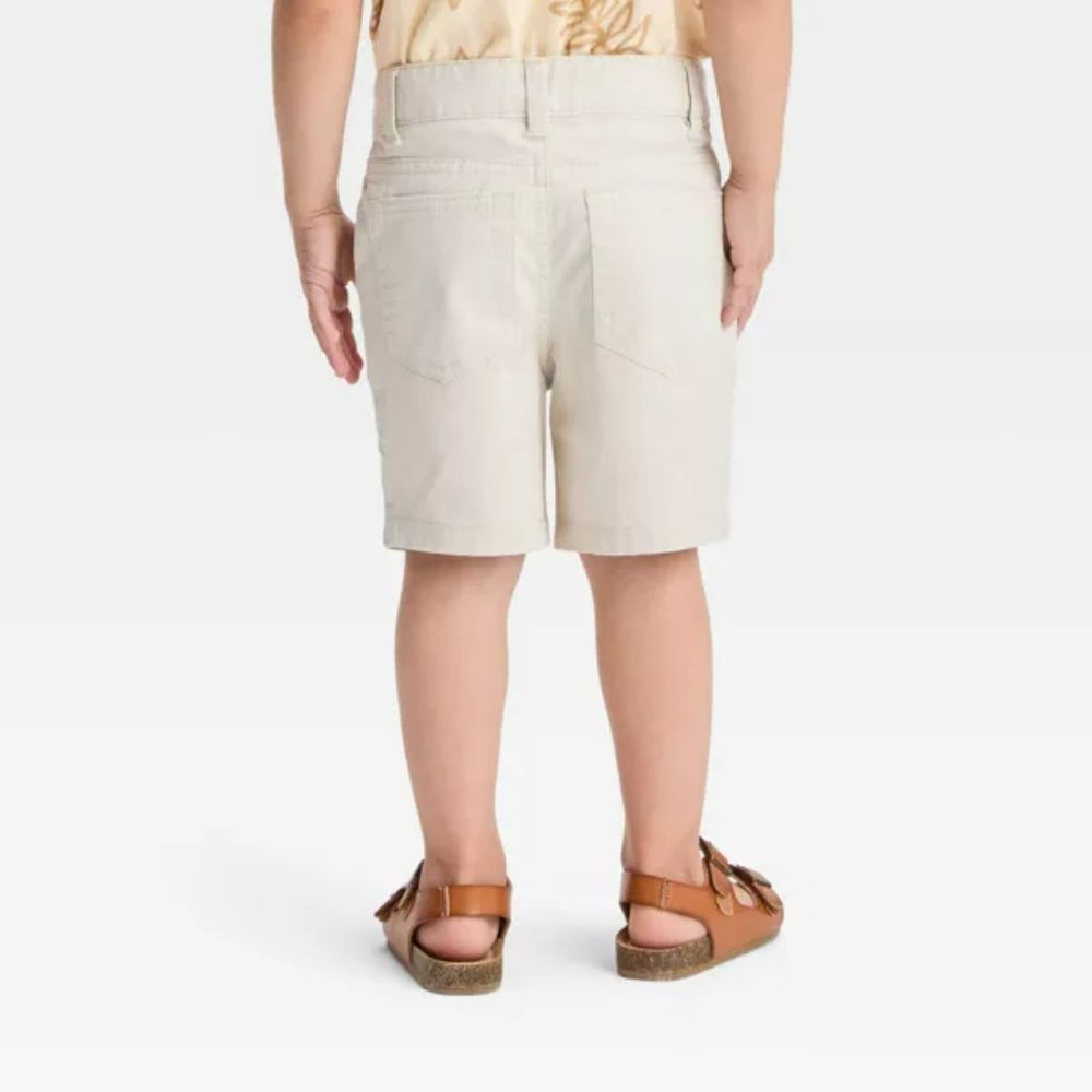 Tan Boys Pull On Woven Flat Front Shorts at Knee - Cat & Jack Adjustable Waist - Picture 4 of 11